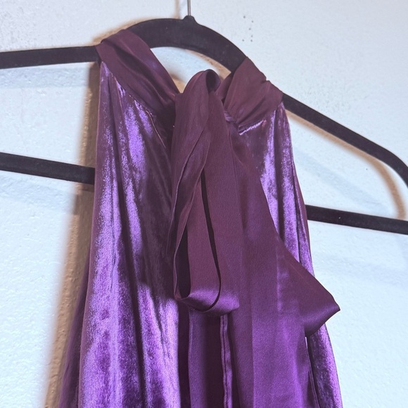 Ramy Brook Paige Purple Velvet Silk Blend Halter Dress Size Small - Picture 5 of 8